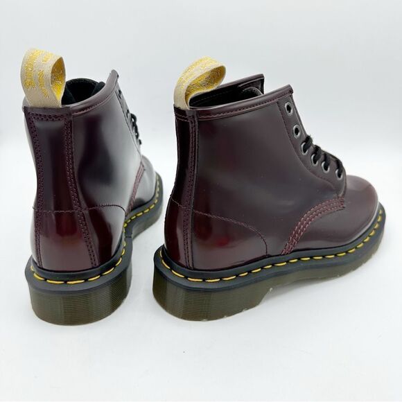 Dr‎ Martens Cherry Red Vegan 101 Mid Boots Sz Men’s 4 Women’s 5 New - Picture 5 of 16